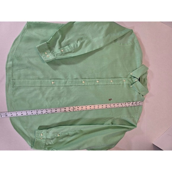 Ralph Lauren Mens Green Striped Classic Fit Long Sleeve Button Down XL 17 1/2 - Picture 8 of 9